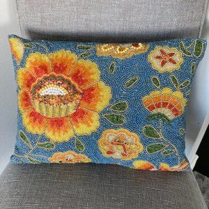 NEW-MacKenzie-Childs Beaded Pillow w/insert